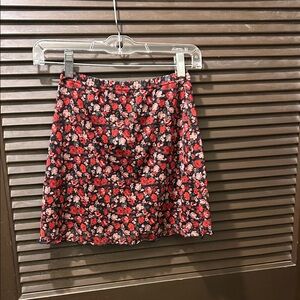 SHEIN Red and Black Floral Mini Skirt